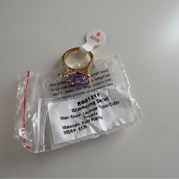 Bomb Party Glimmering Detail Ring RG81211 Lavender Topaz CZ Gold Plating - Picture 5 of 6